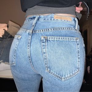 GRLFRND slit boot cut high waisted denim jeans